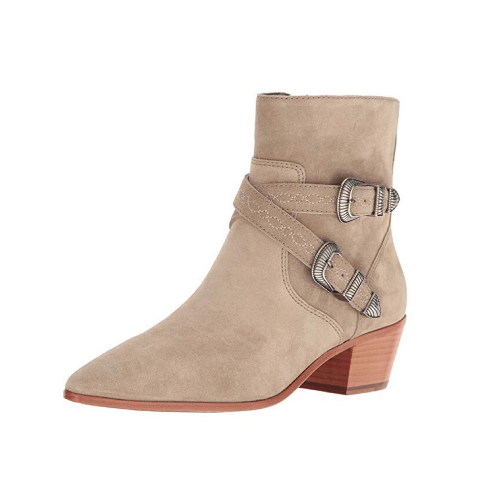 Frye Ellen Suede Buckle Short Boots - Picture 1 of 8